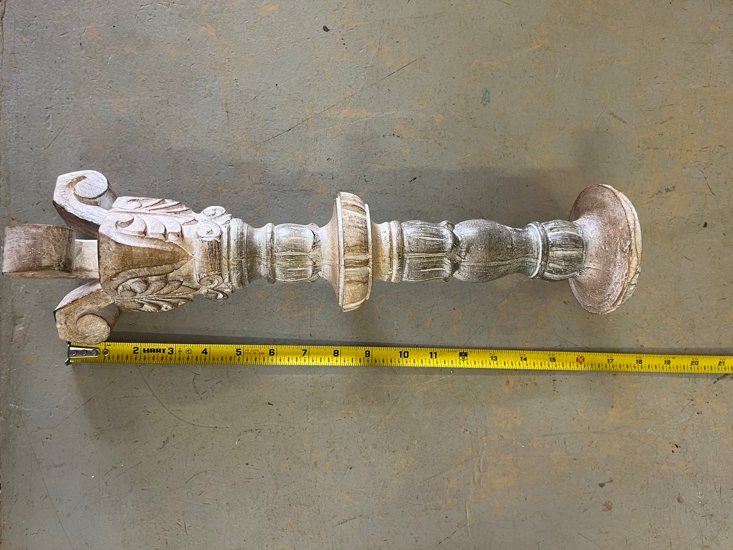 Wht Washed Candle Holder