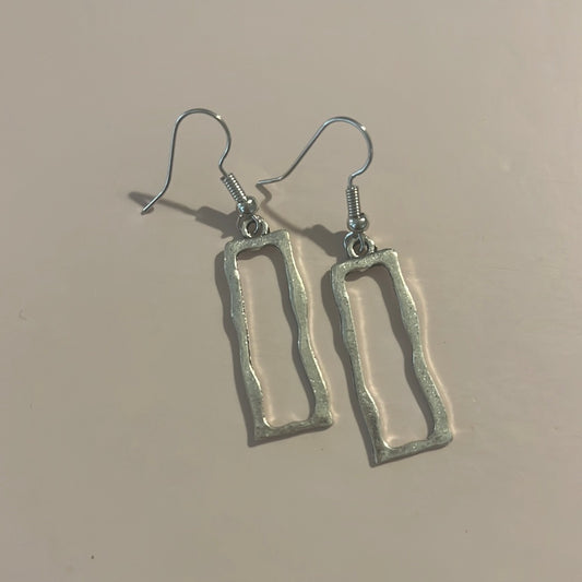Slvr Rectangle Dangle Earrings