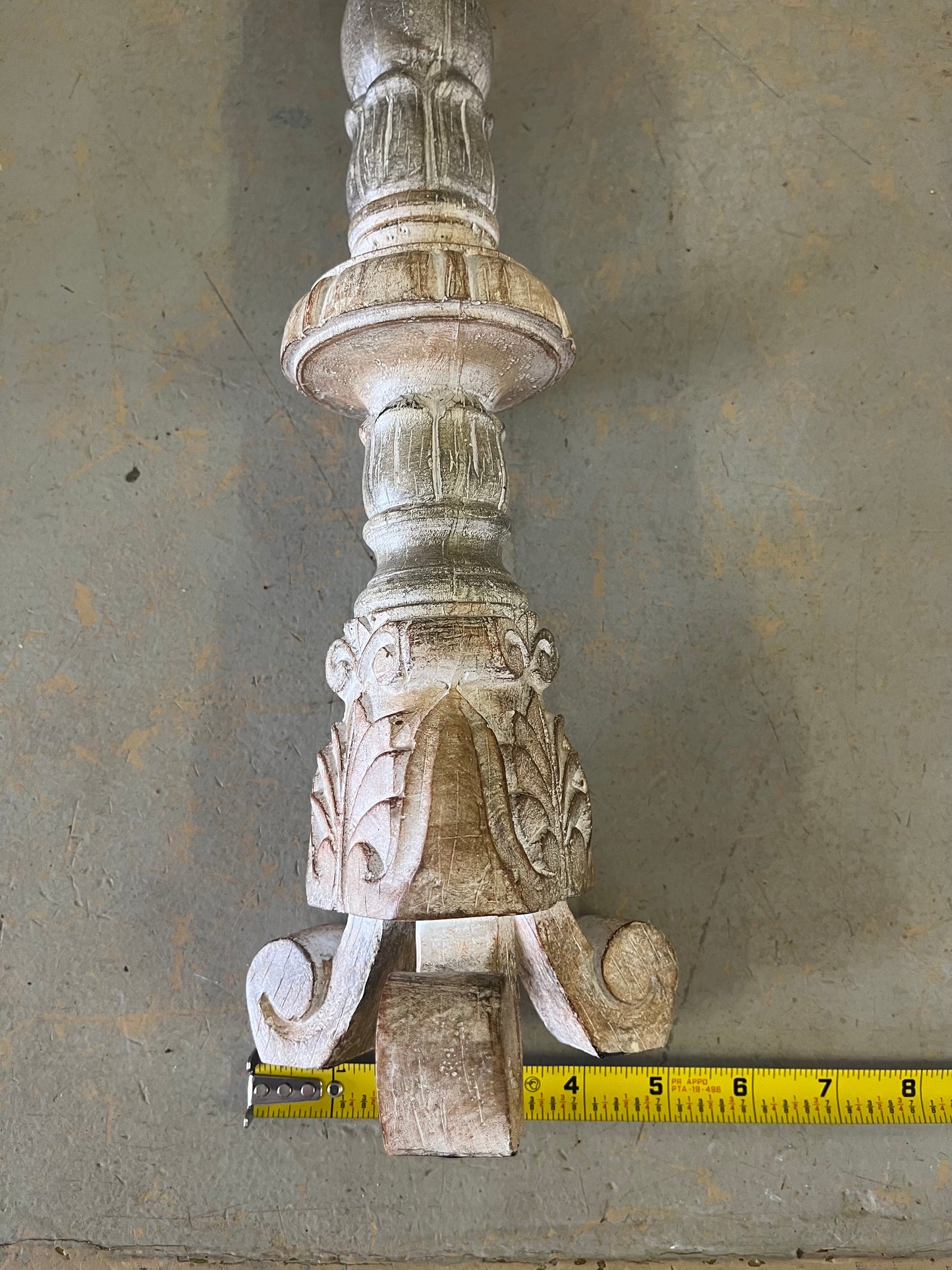 Wht Washed Candle Holder