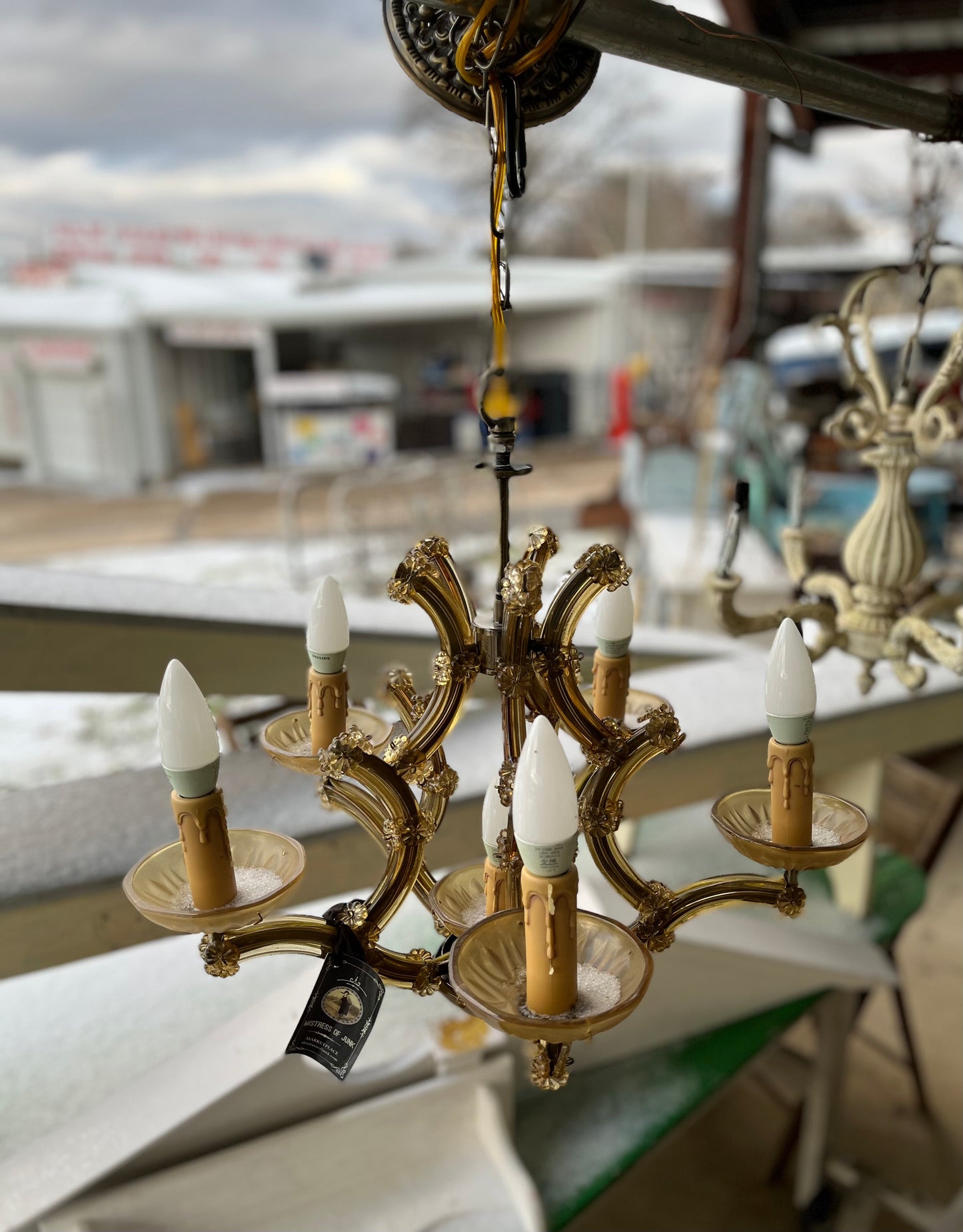 Amber Glass Chandelier