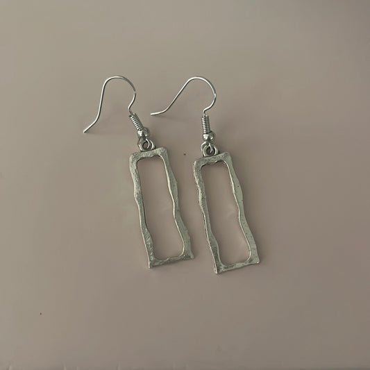 Slvr Rectangle Dangle Earrings