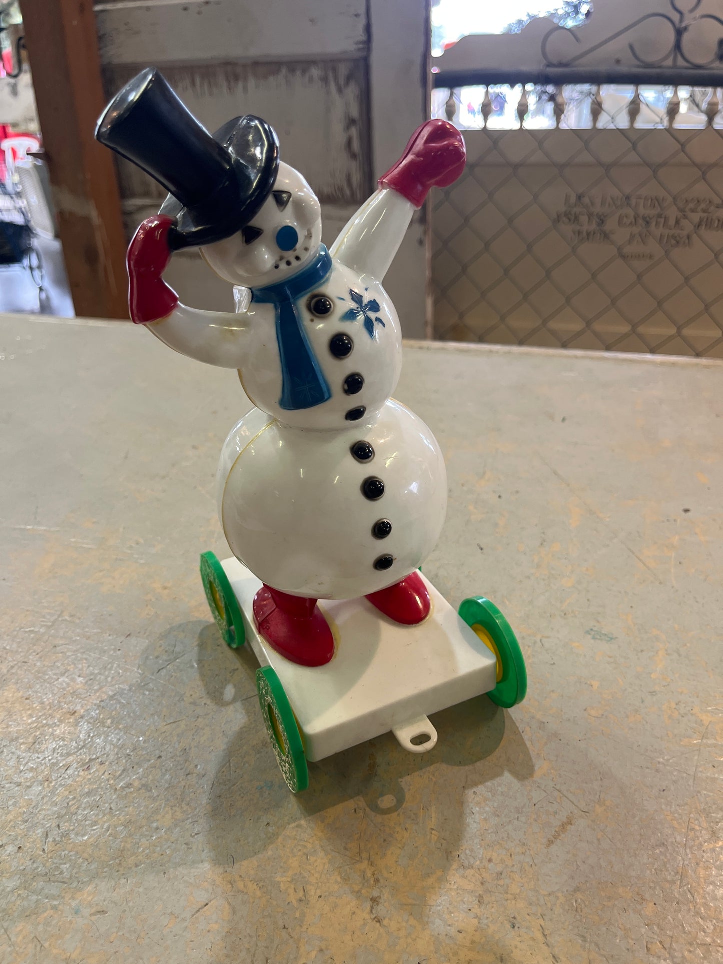 Vntg Plastic Snowman Toy