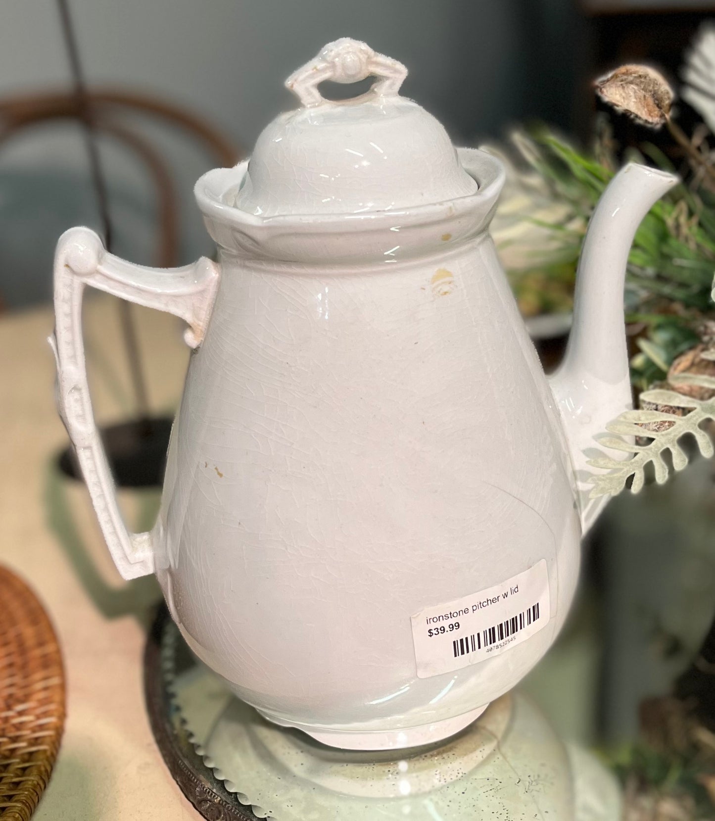Ironstone Pitcher with Lid