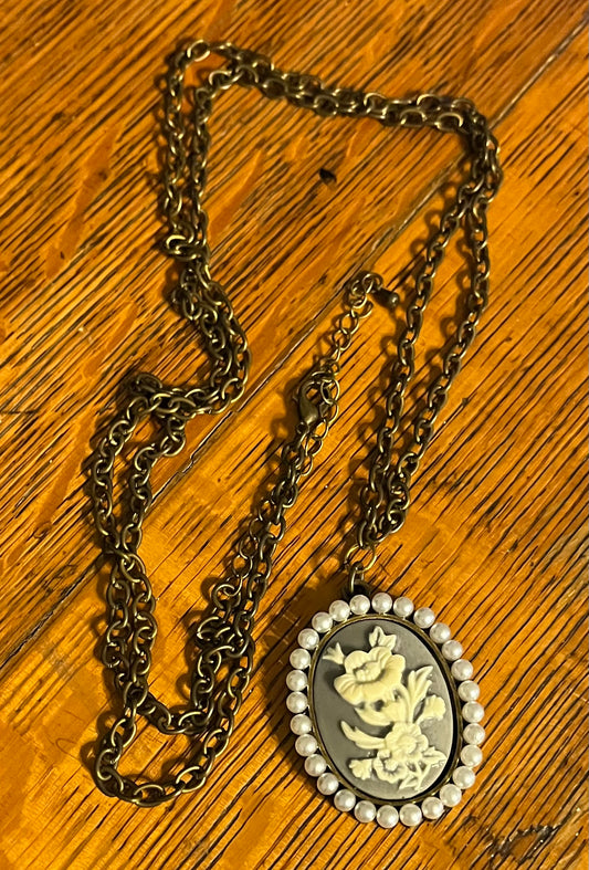 Flower Cameo Necklace