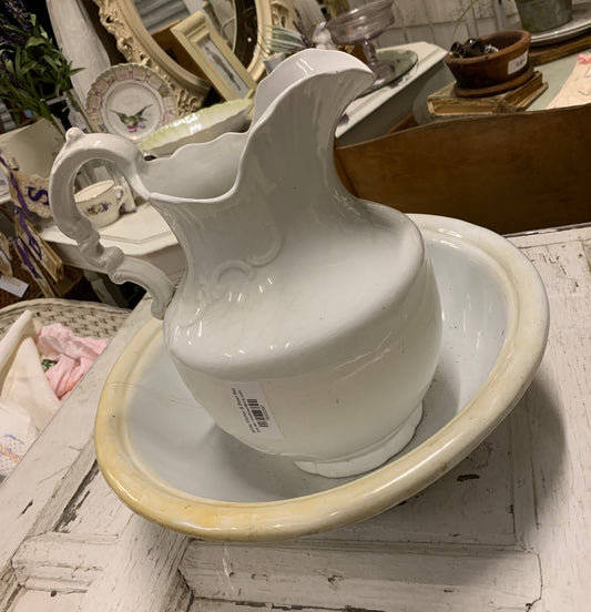 White Pitcher & Bowl Set