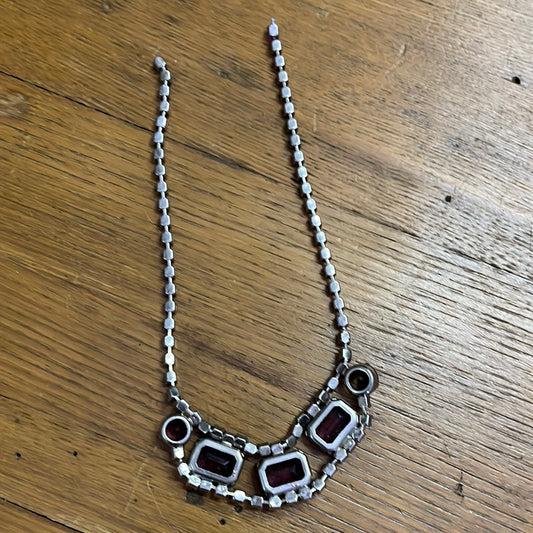 Purple Rhinestone Necklace No Clasp