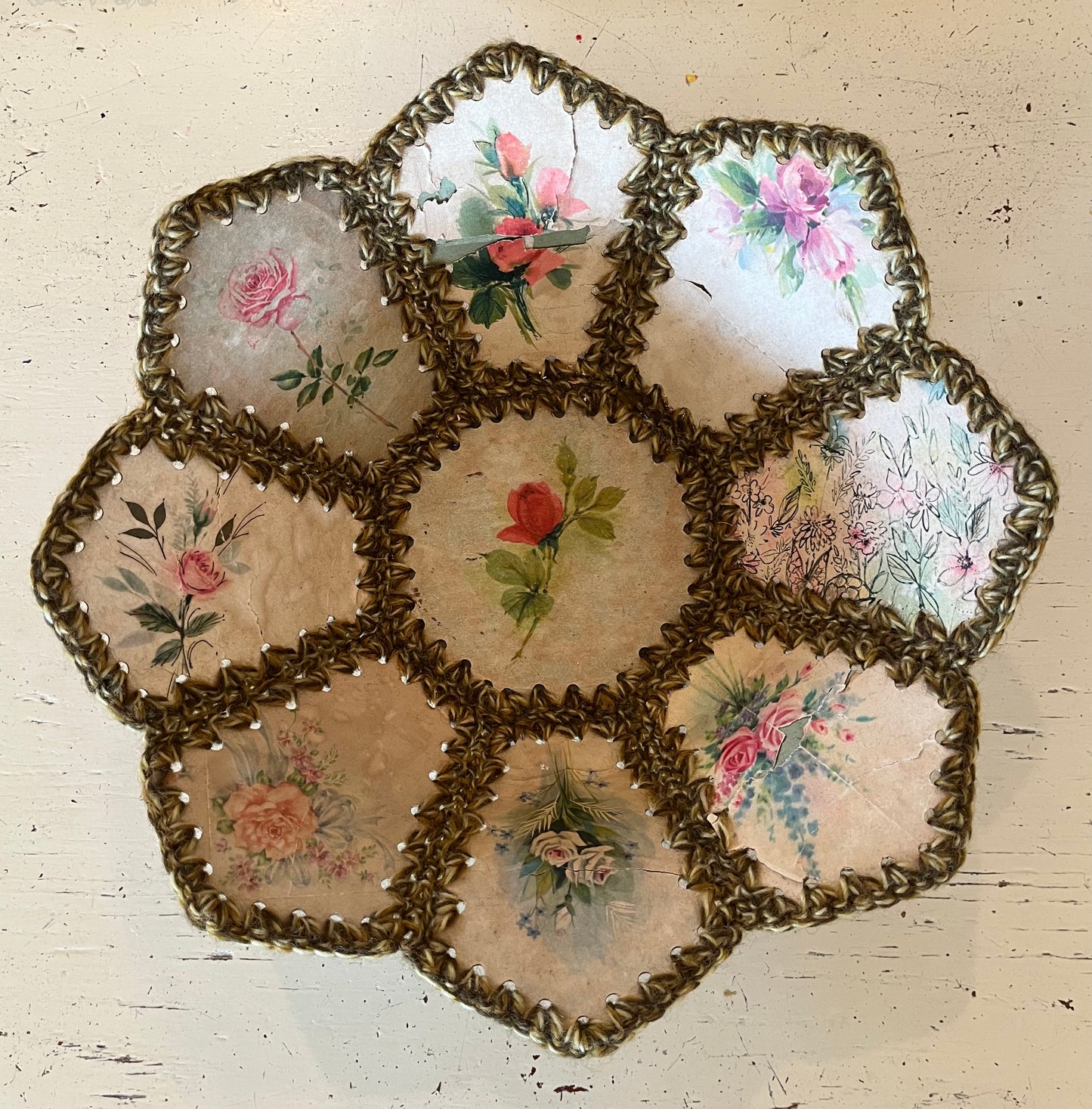 Floral Paper Crocheted Bowl